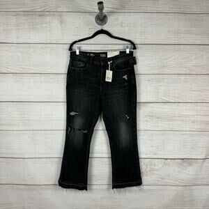 A New Approach Women's Black Gray High Waisted Cropped Flare Jeans Size 10